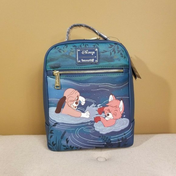 Loungefly Disney Fox And The Hound Mini Backpack Tod Copper Water Play NEW